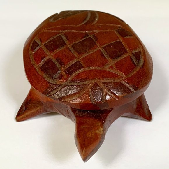 Monkey Pod Box Turtle Wood Trinket Carved Pineapple Hawaii Tiki Decor Jewelry - Picture 3 of 10